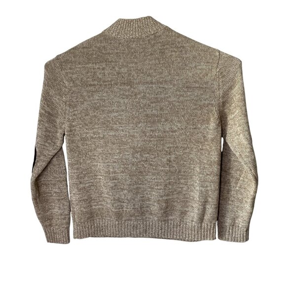 Chaps Mens XL Pullover Sweater With Elbow Patches 100% Cotton Tan - Picture 2 of 4